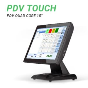 PDV Touch Quad Core, PDV 15 polegadas capacitiva, Intel J1900, SSD 128GB, 4GB DDR3, HDMI, VGA, 2x Seriais, 6x USB, 1x LAN